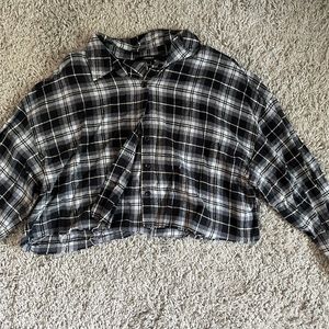 Cropped Flannel Black/Grey/White